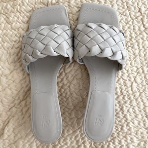 H&M | gray braided kitten heels; new, unworn